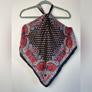 Zara Red and Black Paisley Halter Tank Top